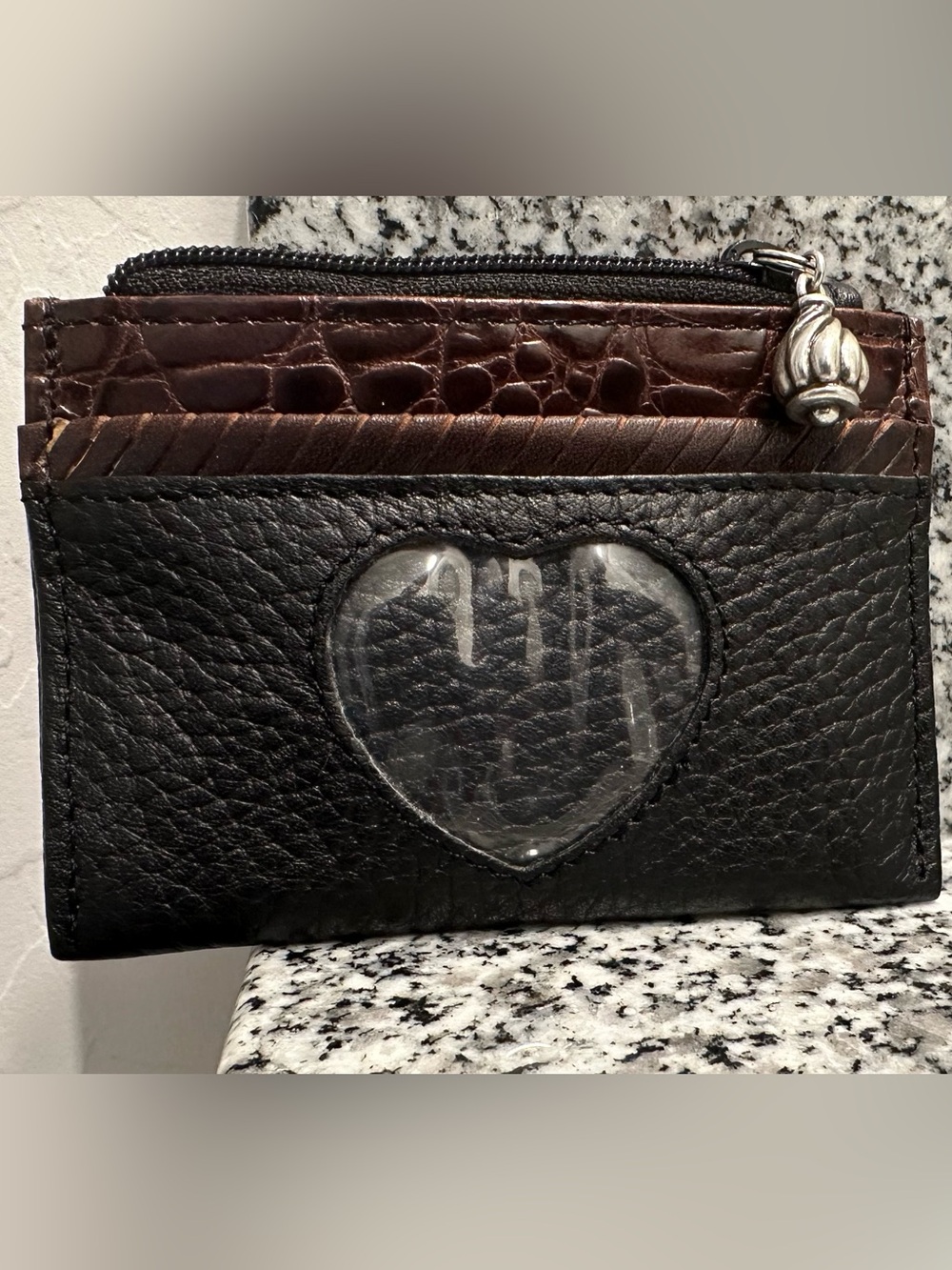 NWOT Brighton Leather Card/Coin Holder with Photo Heart Window. - Picture 2 of 5